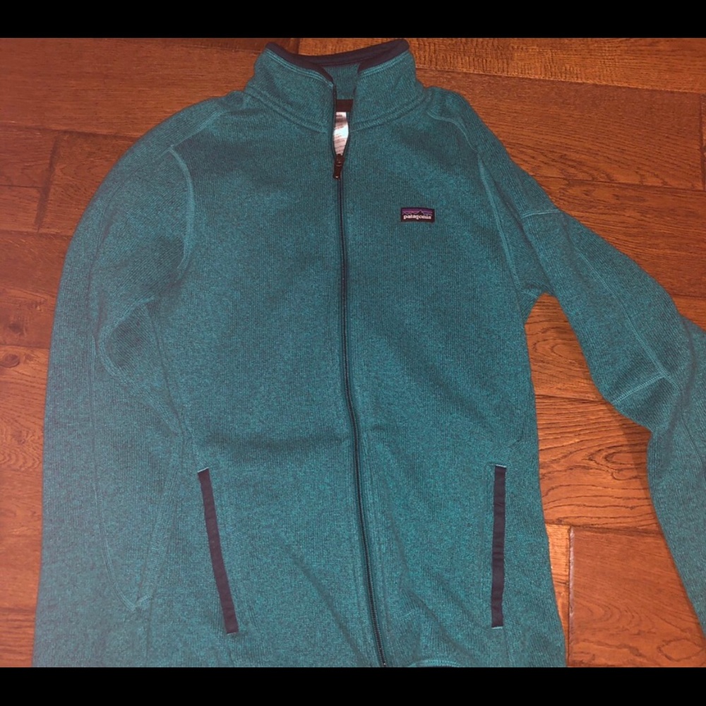blue/green zip up patagonia zip up